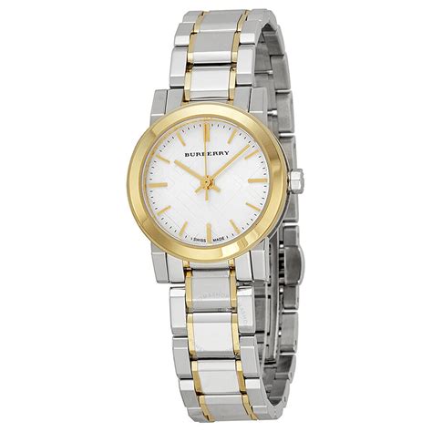 Burberry BU9217 Ladies Silver Dial Two Tone Watch .